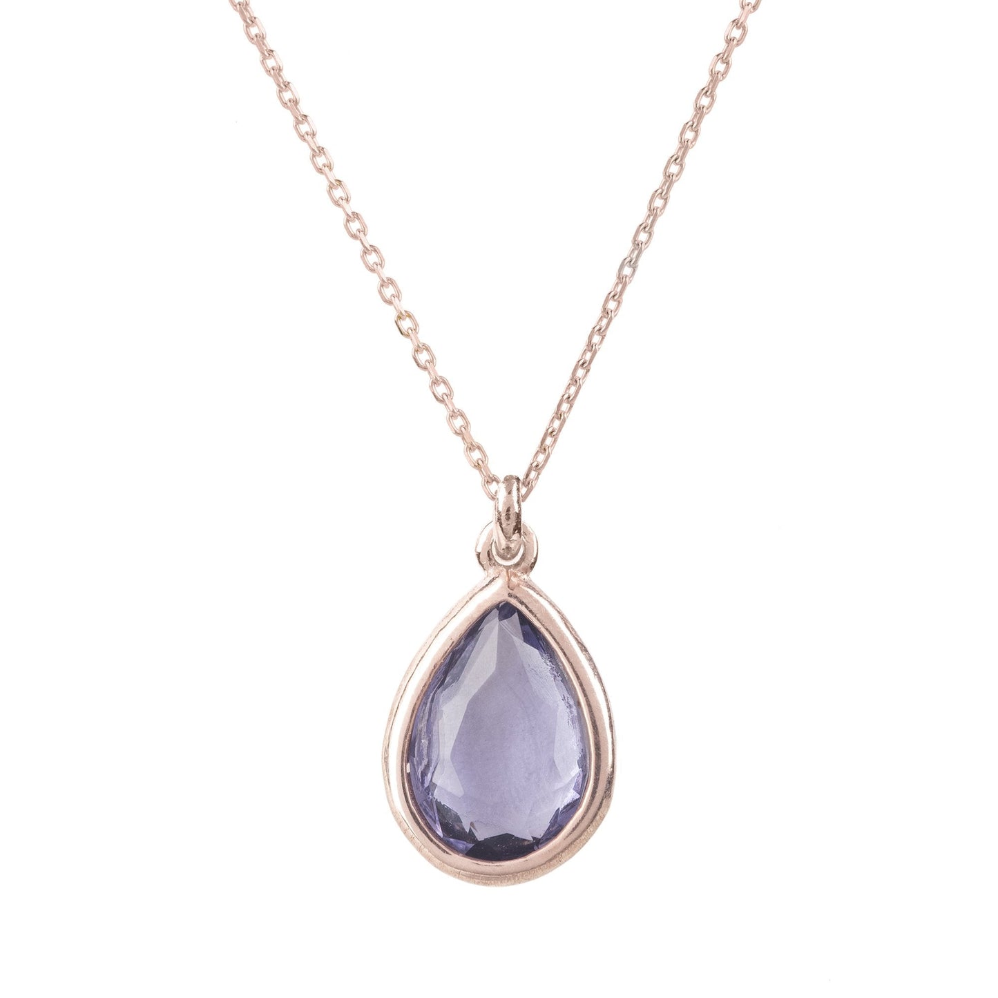 Pisa Mini Teardrop Necklace Rosegold Amethyst - Allure SocietyNecklaces