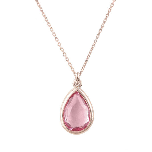 Pisa Mini Teardrop Necklace Rosegold Pink Tourmaline - Allure SocietyNecklaces