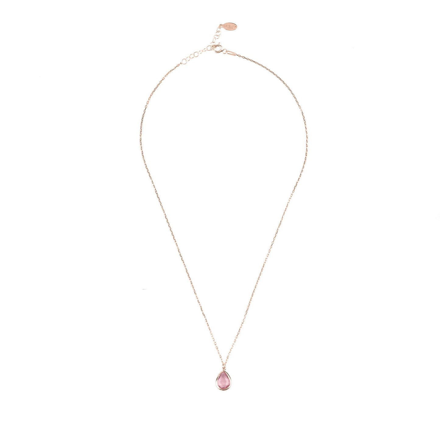 Pisa Mini Teardrop Necklace Rosegold Pink Tourmaline - Allure SocietyNecklaces