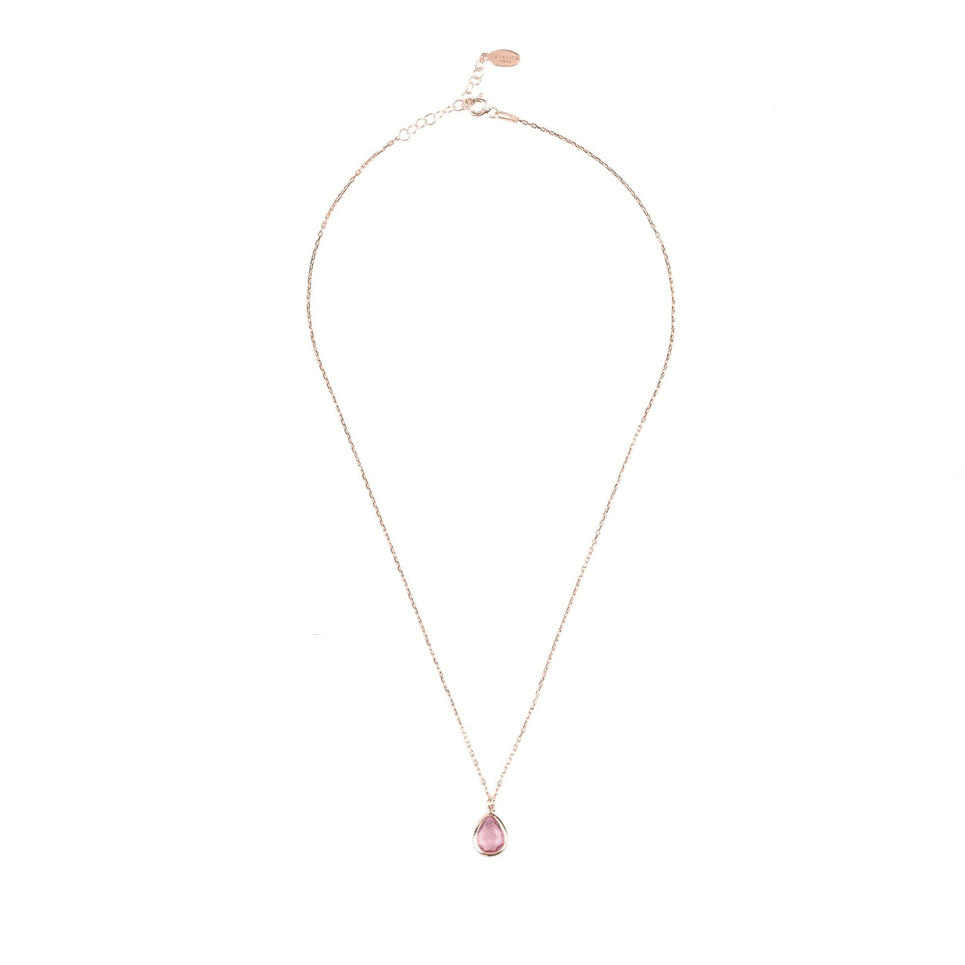 Pisa Mini Teardrop Necklace Rosegold Pink Tourmaline - Allure SocietyNecklaces