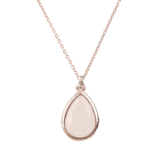 Pisa Mini Teardrop Necklace Rosegold Rose Quartz - Allure SocietyNecklaces