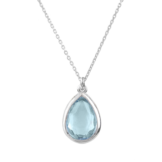 Pisa Mini Teardrop Necklace Silver Blue Topaz - Allure SocietyNecklaces