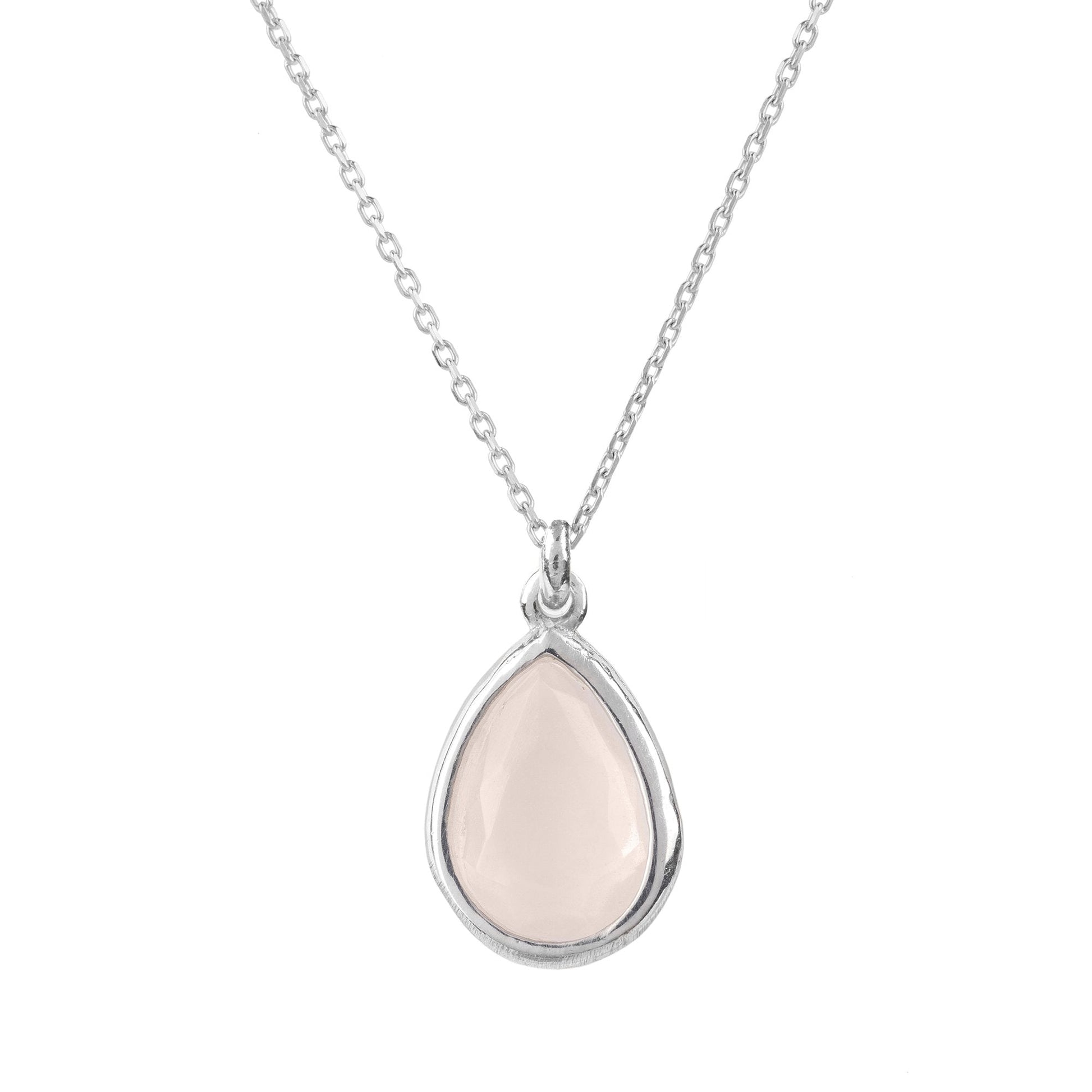 Pisa Mini Teardrop Necklace Silver Rose Quartz - Allure SocietyNecklaces