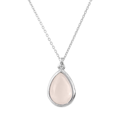 Pisa Mini Teardrop Necklace Silver Rose Quartz - Allure SocietyNecklaces