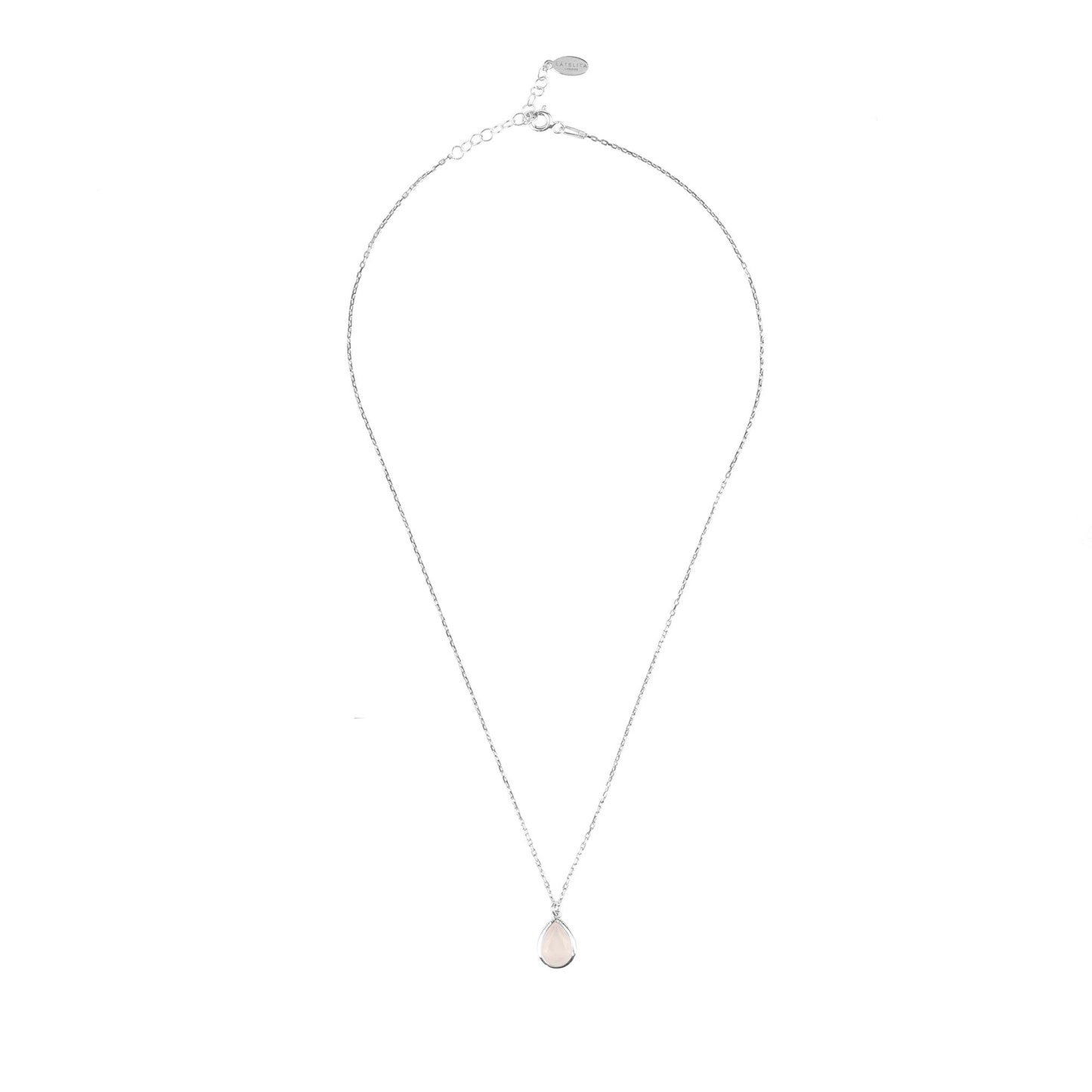 Pisa Mini Teardrop Necklace Silver Rose Quartz - Allure SocietyNecklaces