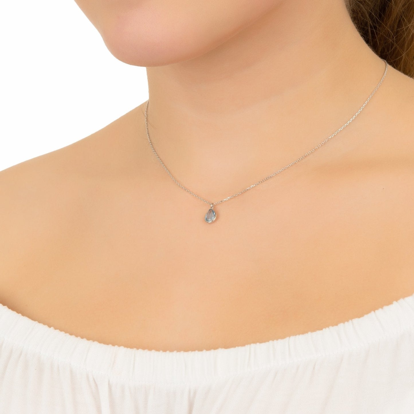 Pisa Mini Teardrop Necklace Silver Rose Quartz - Allure SocietyNecklaces