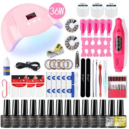 Poly Nail Gel Kit With 54W UV Lamp - Allure SocietyFalse Nail Kits and Dryers