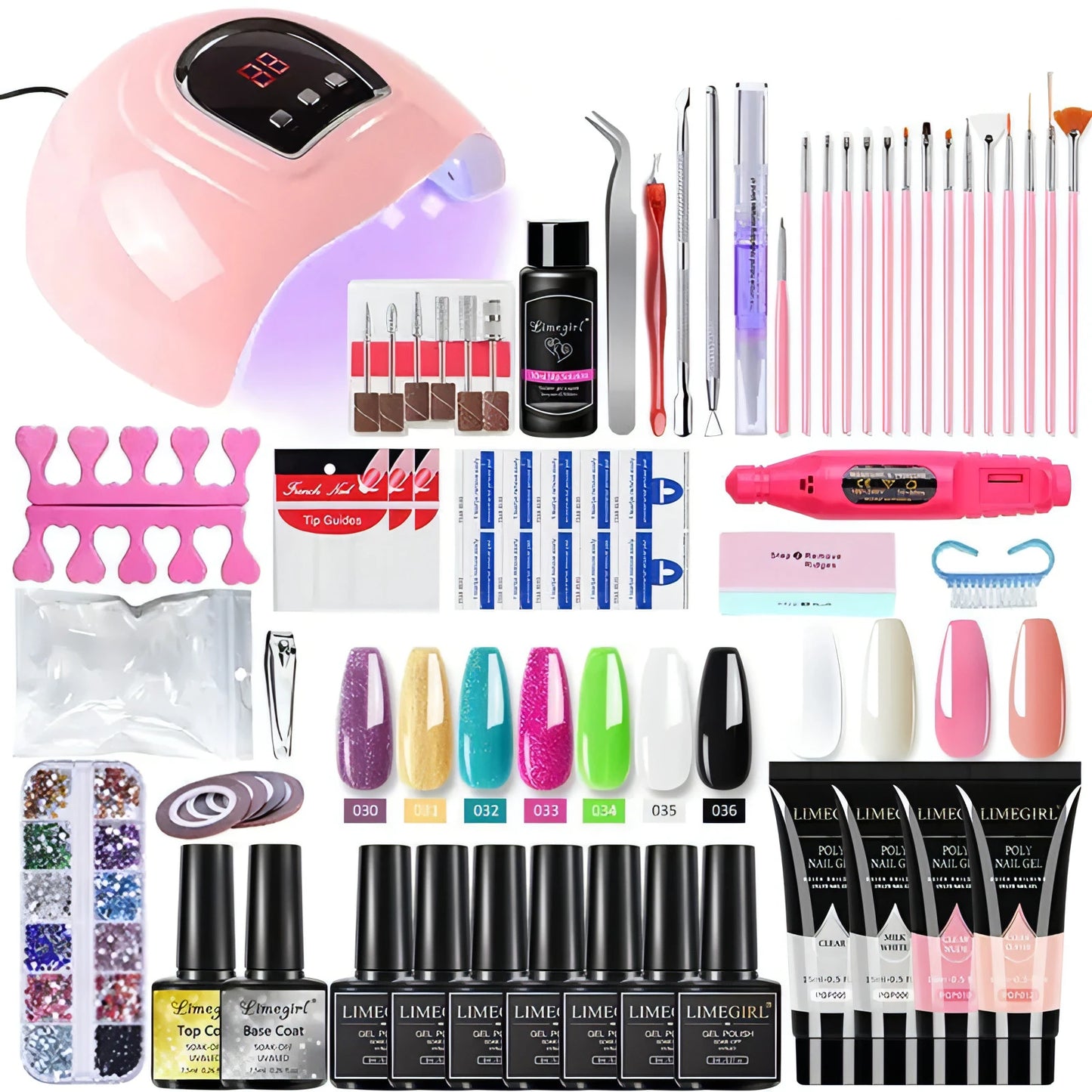 Poly Nail Gel Kit With 54W UV Lamp - Allure SocietyFalse Nail Kits and Dryers