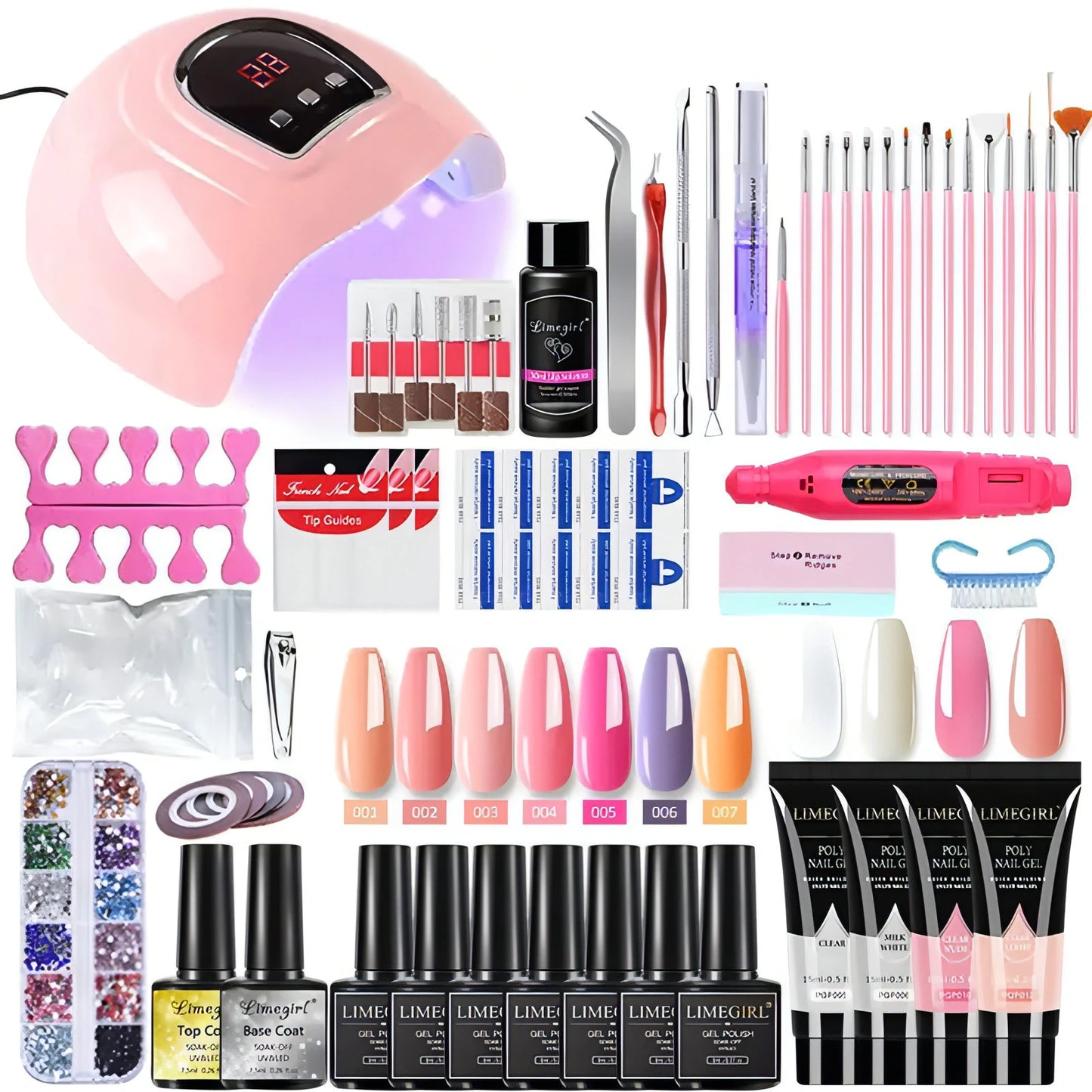 Poly Nail Gel Kit With 54W UV Lamp - Allure SocietyFalse Nail Kits and Dryers