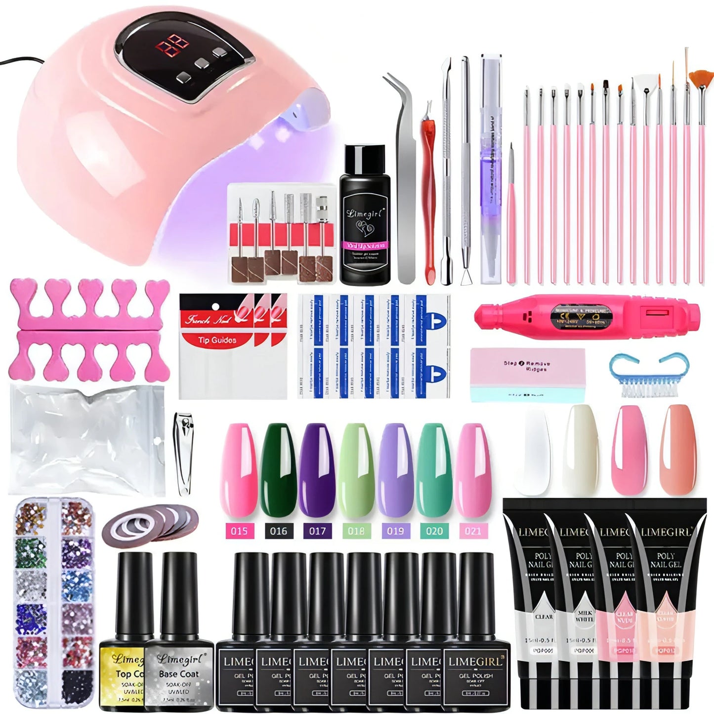 Poly Nail Gel Kit With 54W UV Lamp - Allure SocietyFalse Nail Kits and Dryers