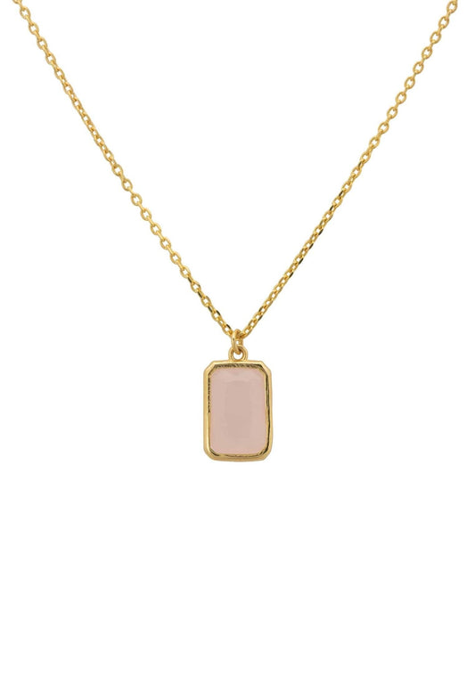 Portofino Necklace Gold Rose Quartz - Allure SocietyNecklaces