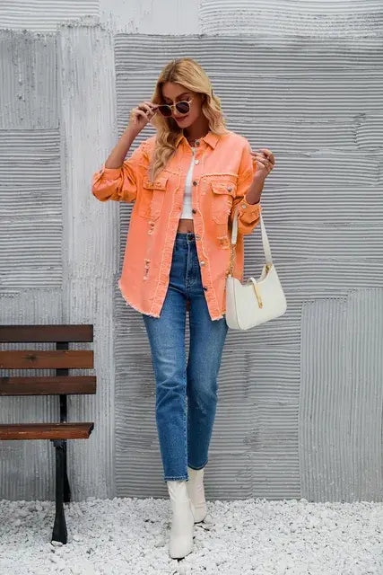 Washed Denim Jacket - Allure SocietyCasualwear Tops