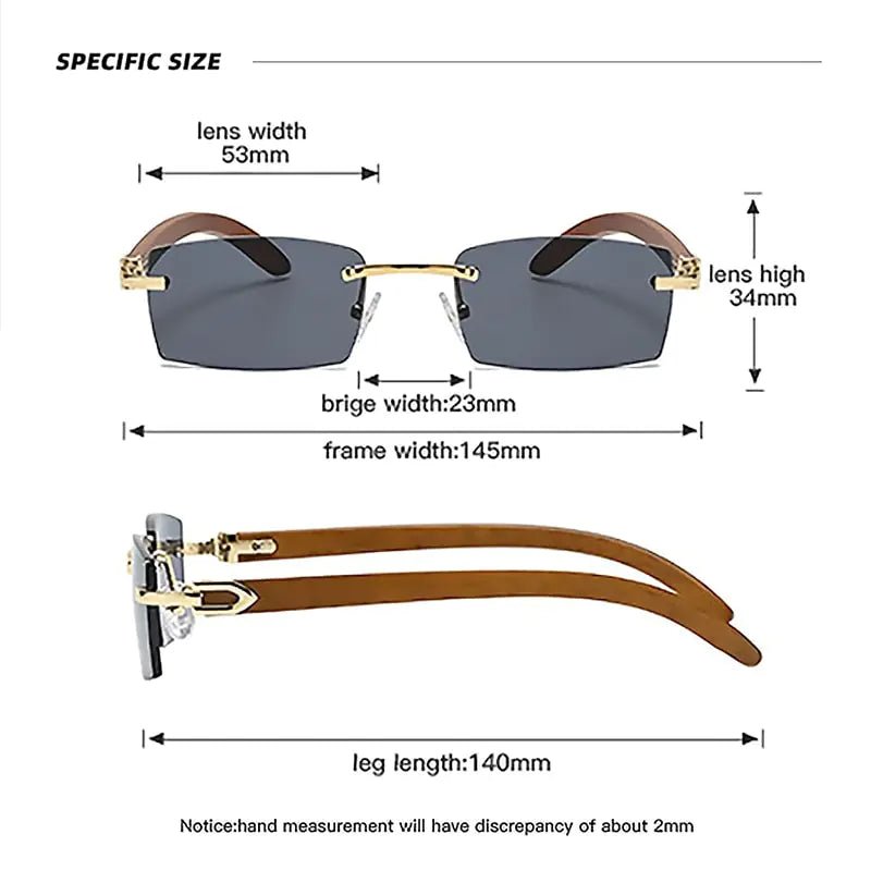 Rectangle Fashion Rimless Sunglasses - Allure SocietyUV Sunglasses