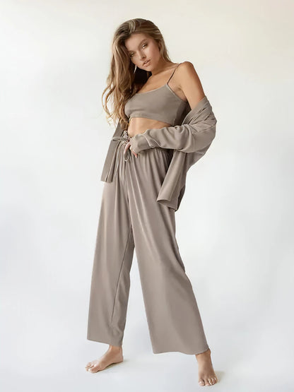 Ribbed Drop Sleeve Sleepwear Set - Allure SocietyLoungewear Sets