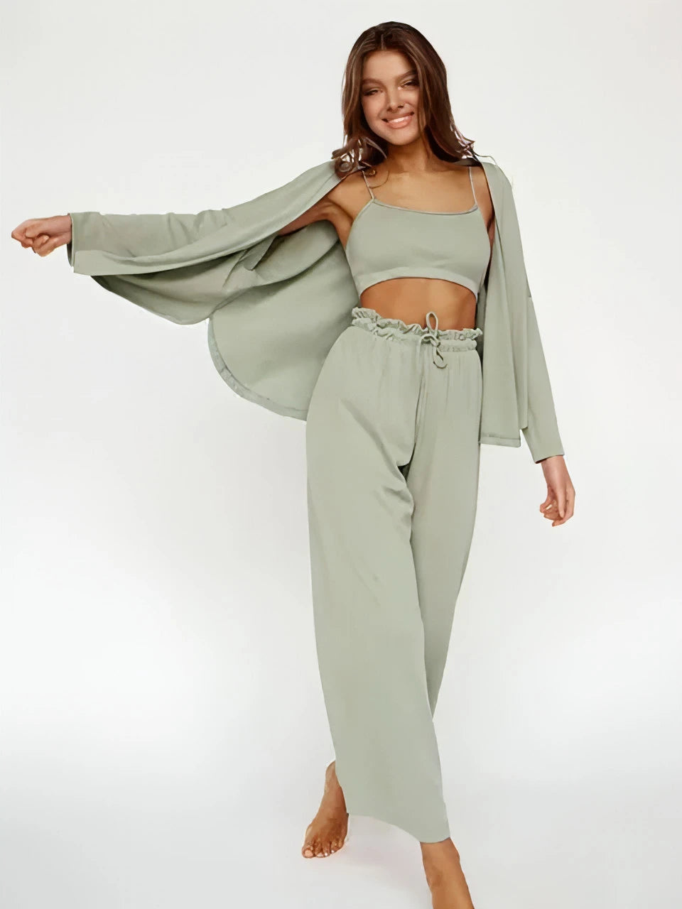 Ribbed Drop Sleeve Sleepwear Set - Allure SocietyLoungewear Sets