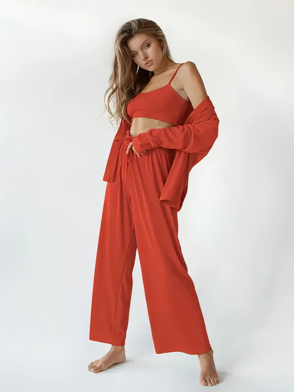 Ribbed Drop Sleeve Sleepwear Set - Allure SocietyLoungewear Sets