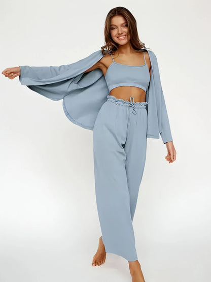 Ribbed Drop Sleeve Sleepwear Set - Allure SocietyLoungewear Sets