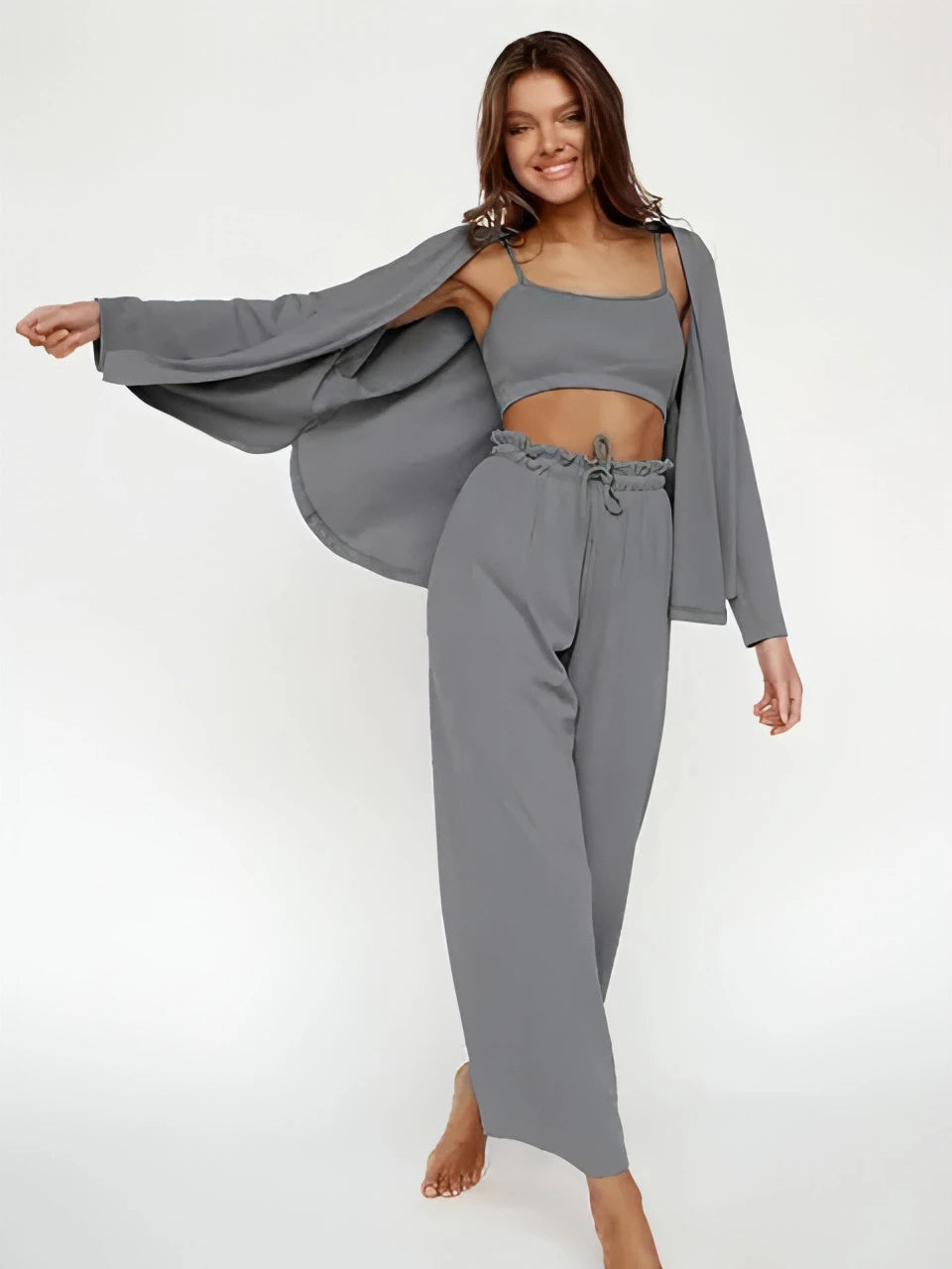 Ribbed Drop Sleeve Sleepwear Set - Allure SocietyLoungewear Sets