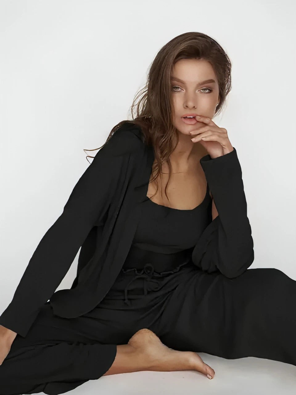 Ribbed Drop Sleeve Sleepwear Set - Allure SocietyLoungewear Sets