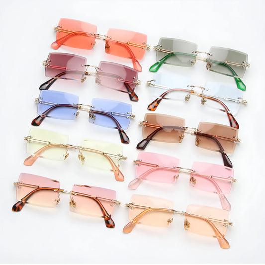 Rimless Small Rectangle Sunglasses UV400 Eyewear - Allure SocietyUV Sunglasses