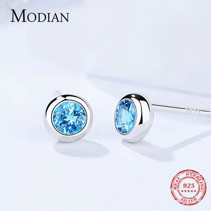 Round Rock Blue Crystal Earrings - Allure SocietyEarrings