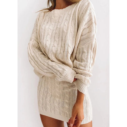 Sexy Long Sleeve Knitted Sweater and Skirt Set - Allure SocietyCasualwear Sets