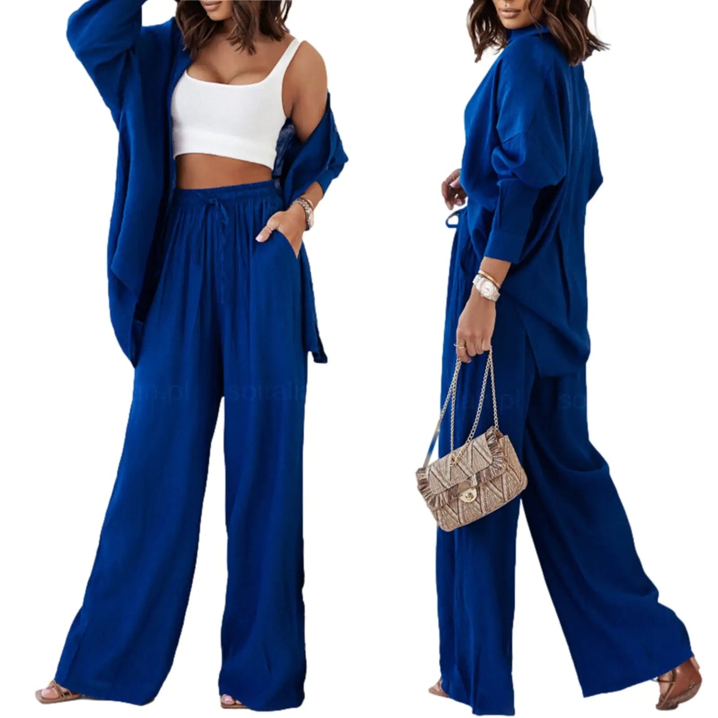 Solid 2 - Piece Set: Blouse and Pants - Allure SocietyCasualwear Sets