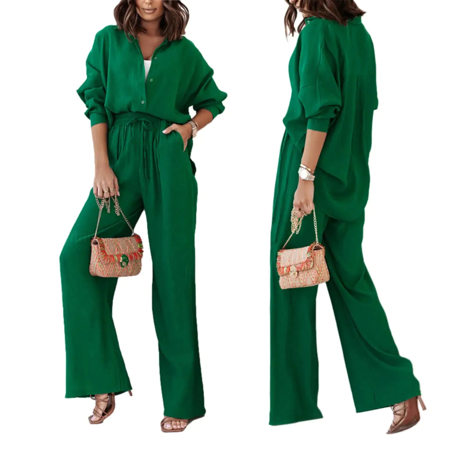 Solid 2 - Piece Set: Blouse and Pants - Allure SocietyCasualwear Sets