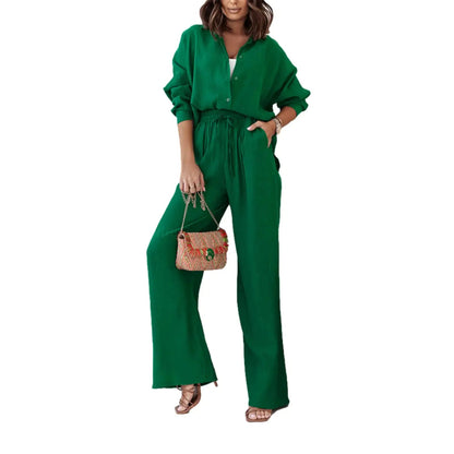 Solid 2 - Piece Set: Blouse and Pants - Allure SocietyCasualwear Sets