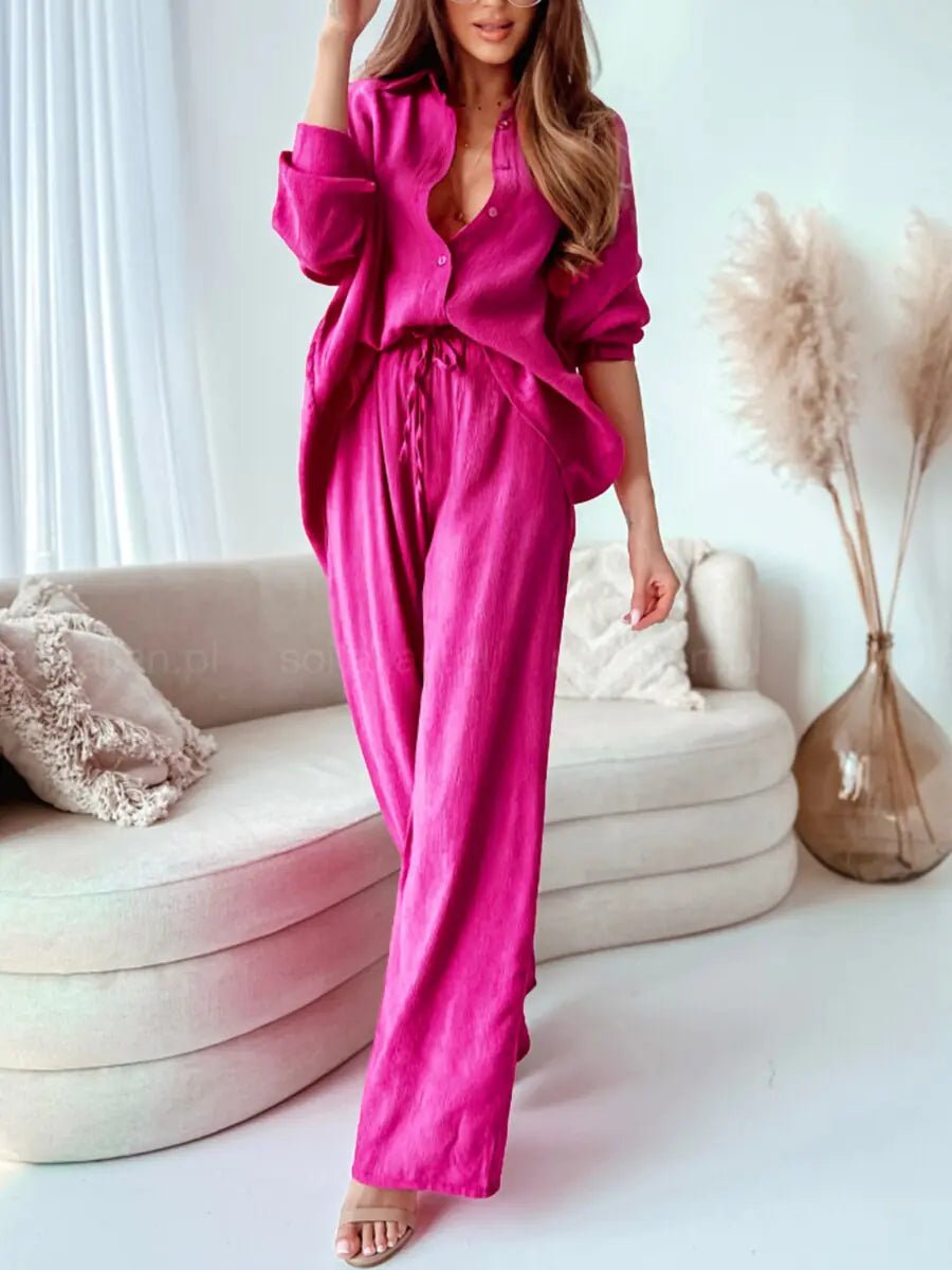 Solid 2 - Piece Set: Blouse and Pants - Allure SocietyCasualwear Sets