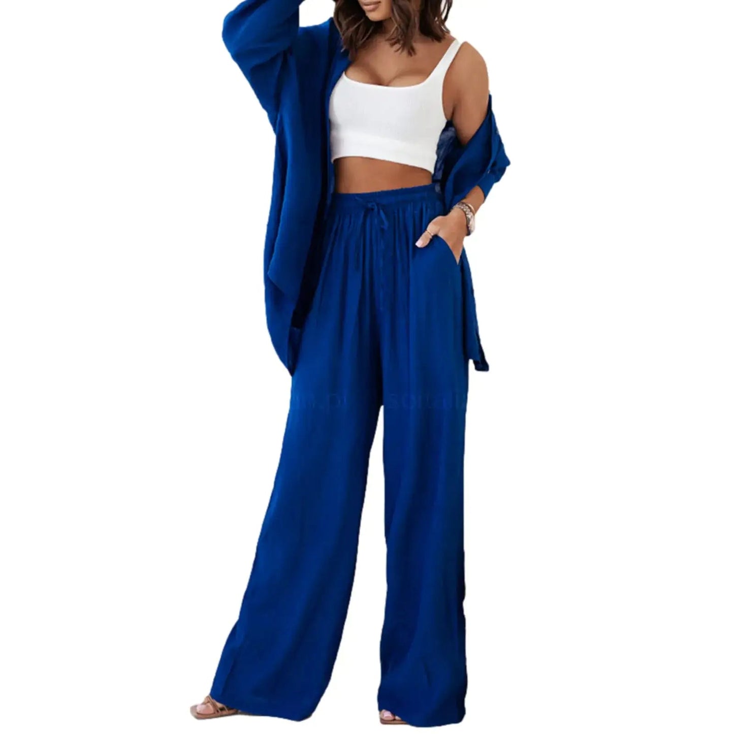 Solid 2 - Piece Set: Blouse and Pants - Allure SocietyCasualwear Sets