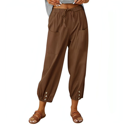 Solid Color Drawstring Elastic Waist Pants - Allure SocietyCasualwear Pants