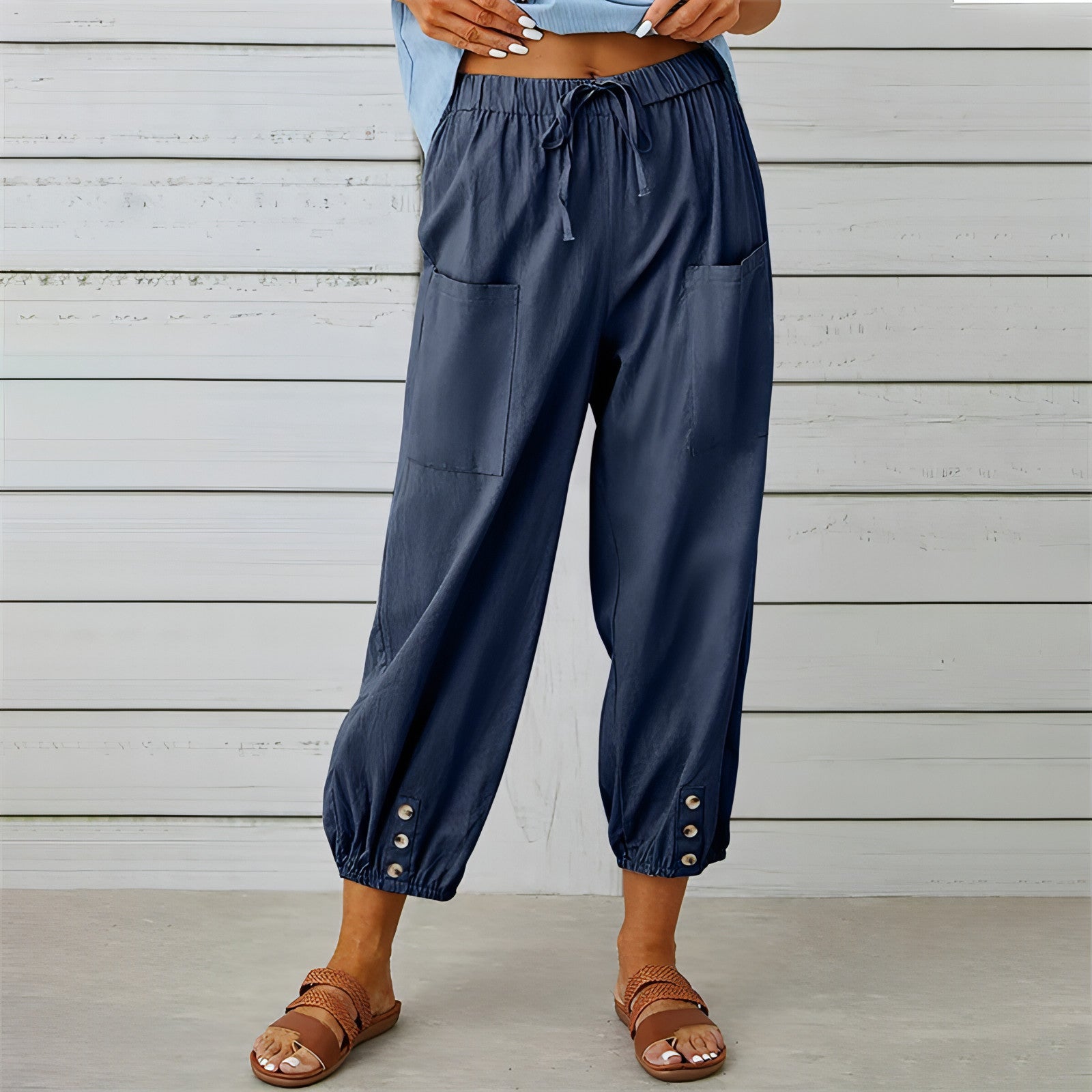 Solid Color Drawstring Elastic Waist Pants - Allure SocietyCasualwear Pants