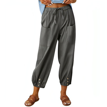 Solid Color Drawstring Elastic Waist Pants - Allure SocietyCasualwear Pants