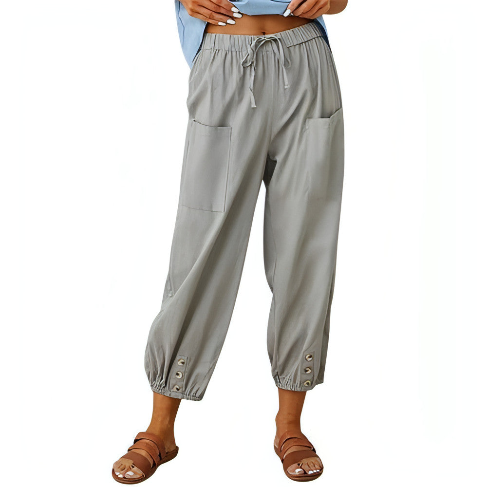 Solid Color Drawstring Elastic Waist Pants - Allure SocietyCasualwear Pants