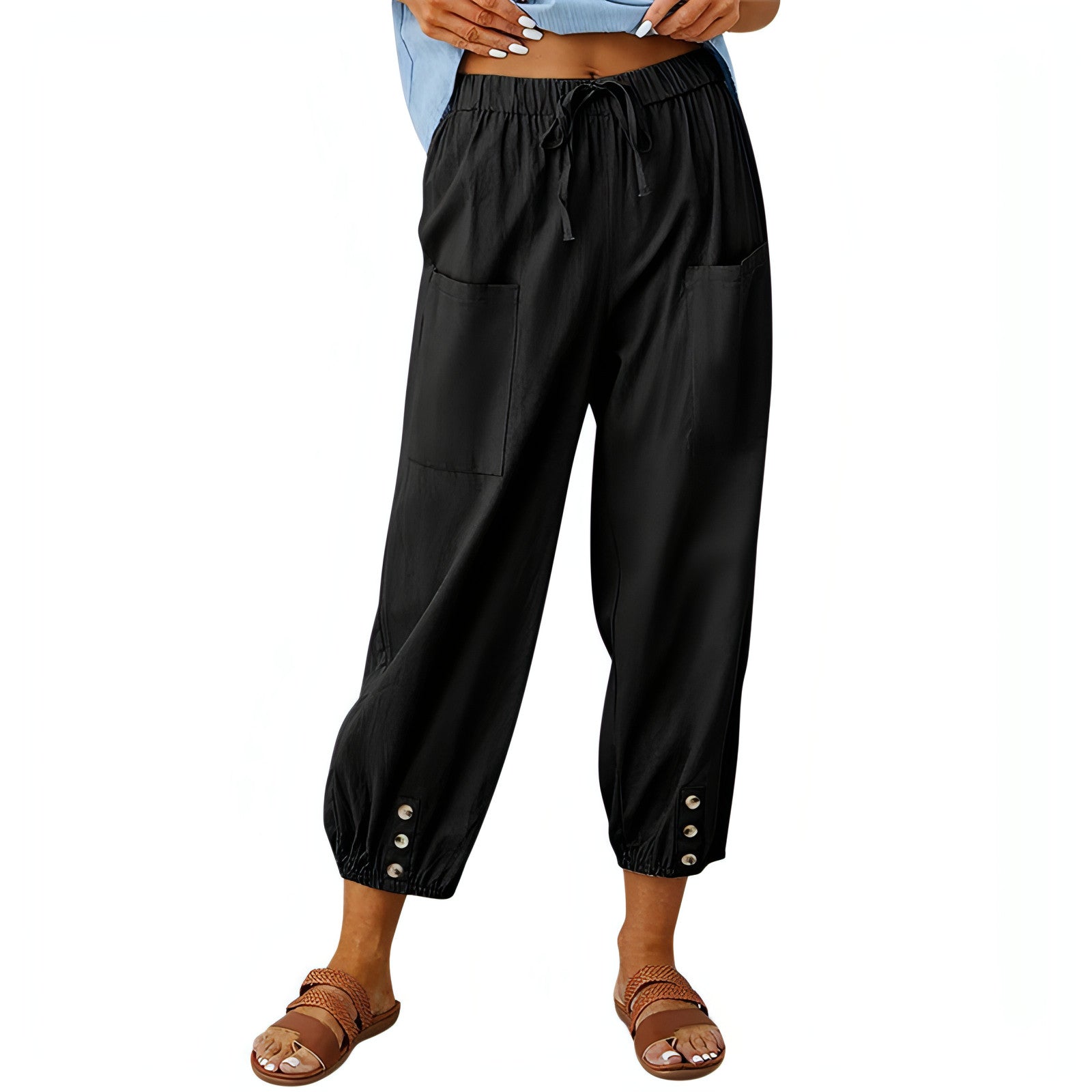 Solid Color Drawstring Elastic Waist Pants - Allure SocietyCasualwear Pants