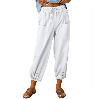 Solid Color Drawstring Elastic Waist Pants - Allure SocietyCasualwear Pants