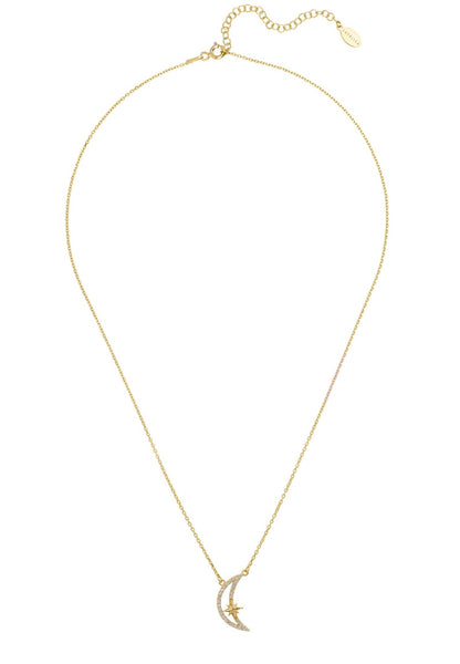 Sparkling Crescent Moon And Star Necklace Gold - Allure SocietyNecklaces