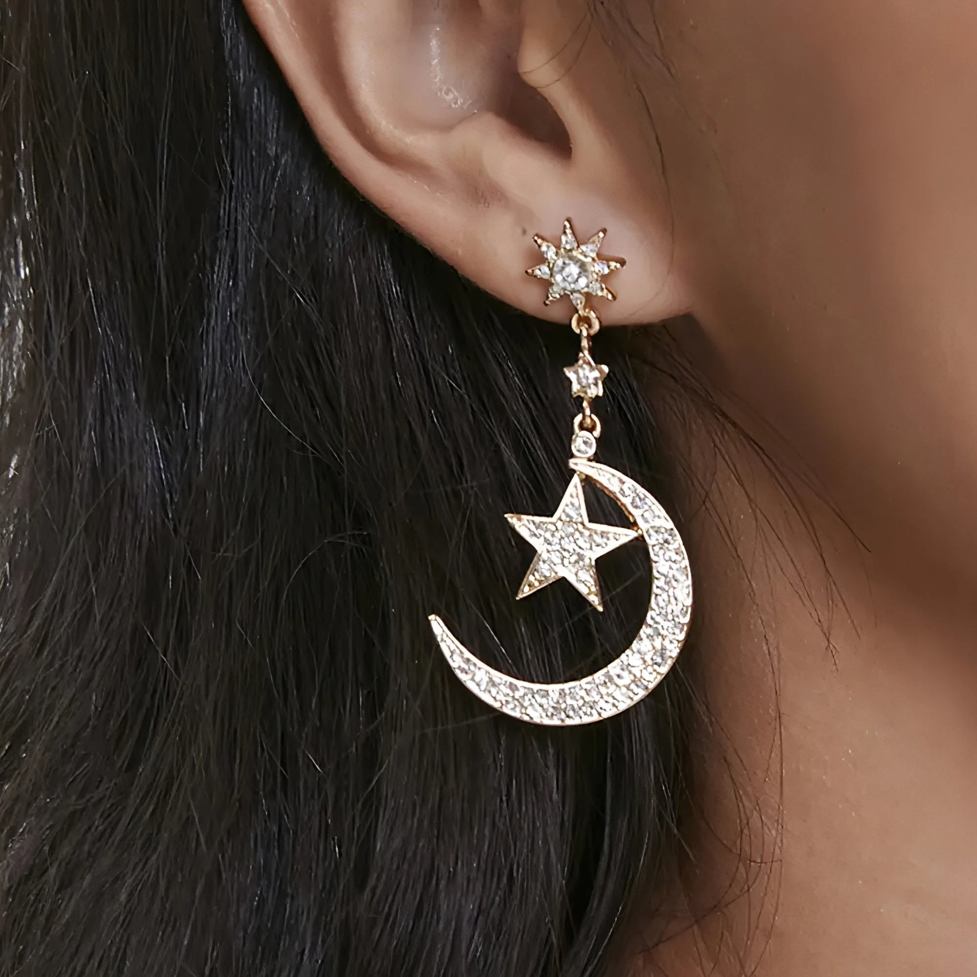 Star and Moon Drop Earrings - Allure SocietyEarrings