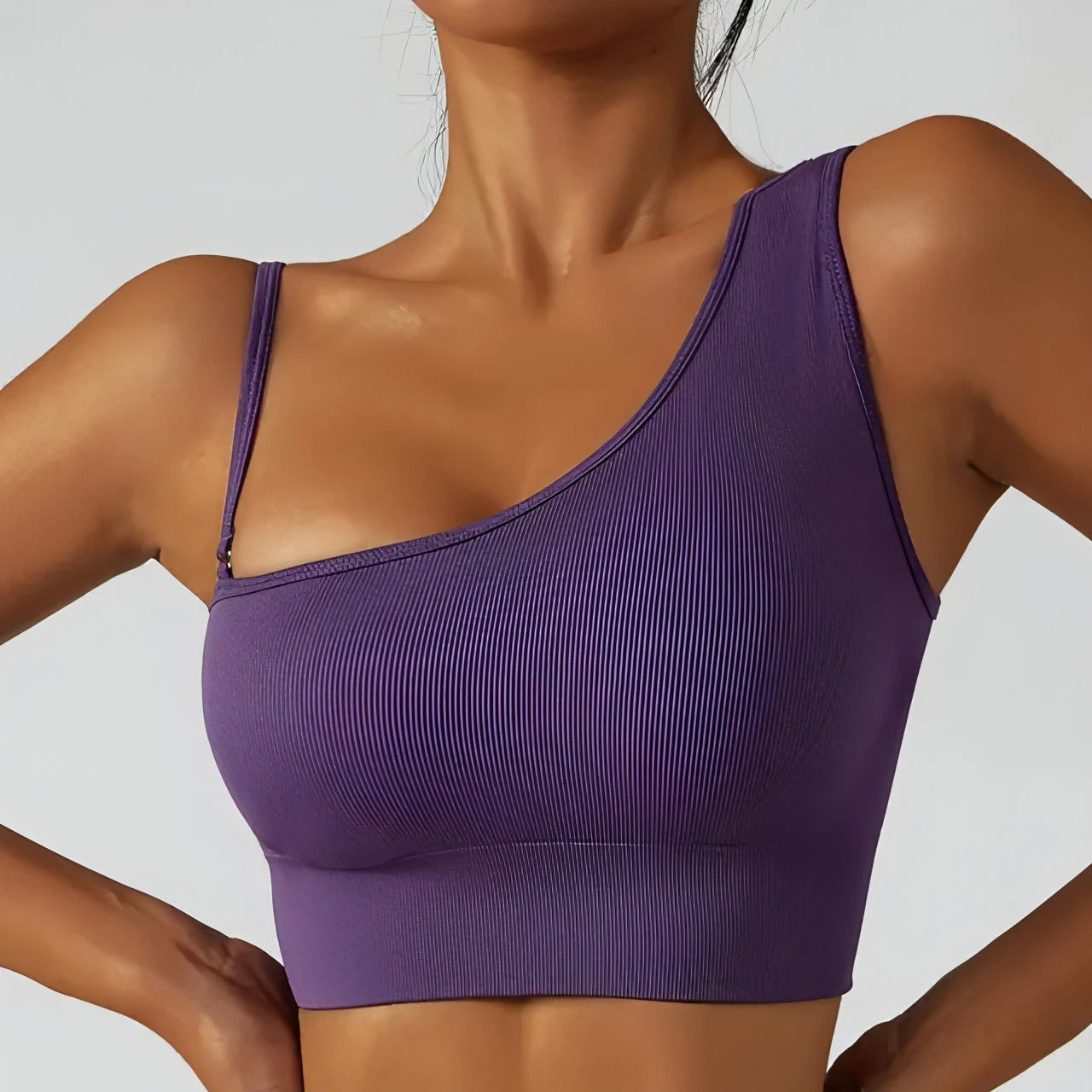 Summer Oblique Shoulder Yoga Clothes Tops - Allure SocietyActivewear Tops