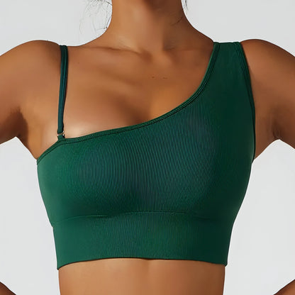 Summer Oblique Shoulder Yoga Clothes Tops - Allure SocietyActivewear Tops