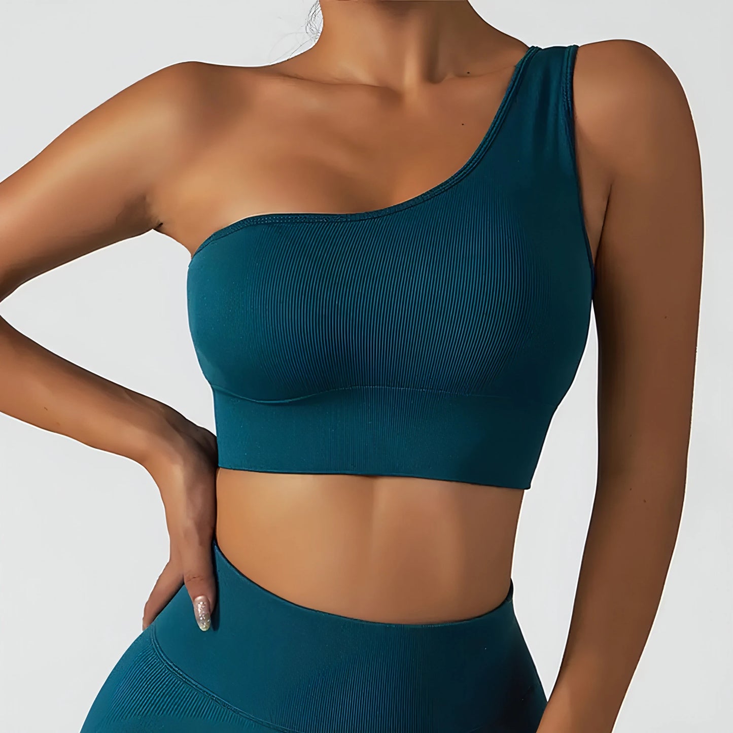 Summer Oblique Shoulder Yoga Clothes Tops - Allure SocietyActivewear Tops