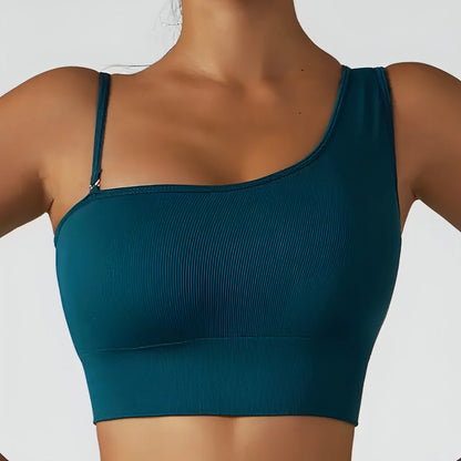 Summer Oblique Shoulder Yoga Clothes Tops - Allure SocietyActivewear Tops