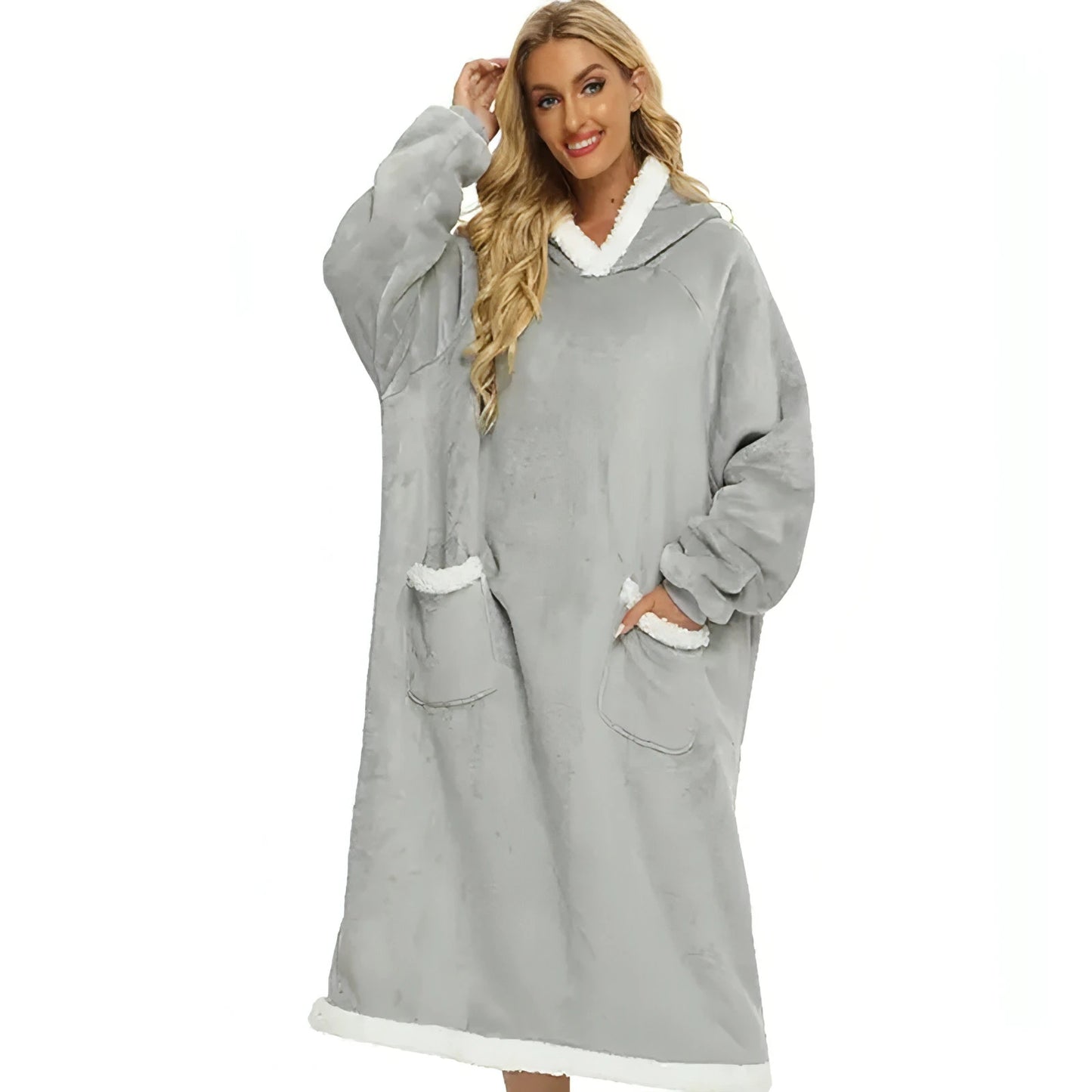 Super Long Flannel Blanket with Sleeves Winter Hoodies - Allure SocietyLoungewear One Piece's