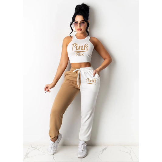 Tracksuit Set Patchwork O - neck Short Tops Long Pants - Allure SocietyCasualwear Sets