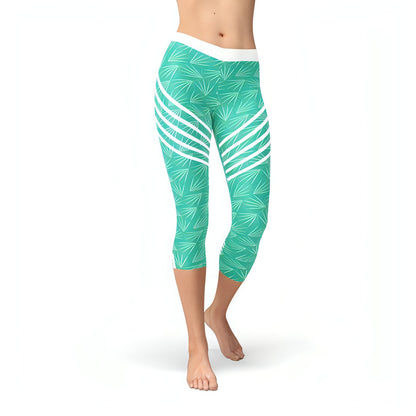 Turquoise Sports Capri Leggings - Allure SocietyActivewear Pants