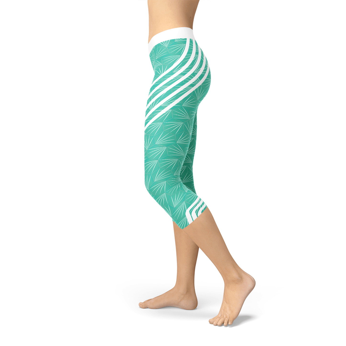 Turquoise Sports Capri Leggings - Allure SocietyActivewear Pants