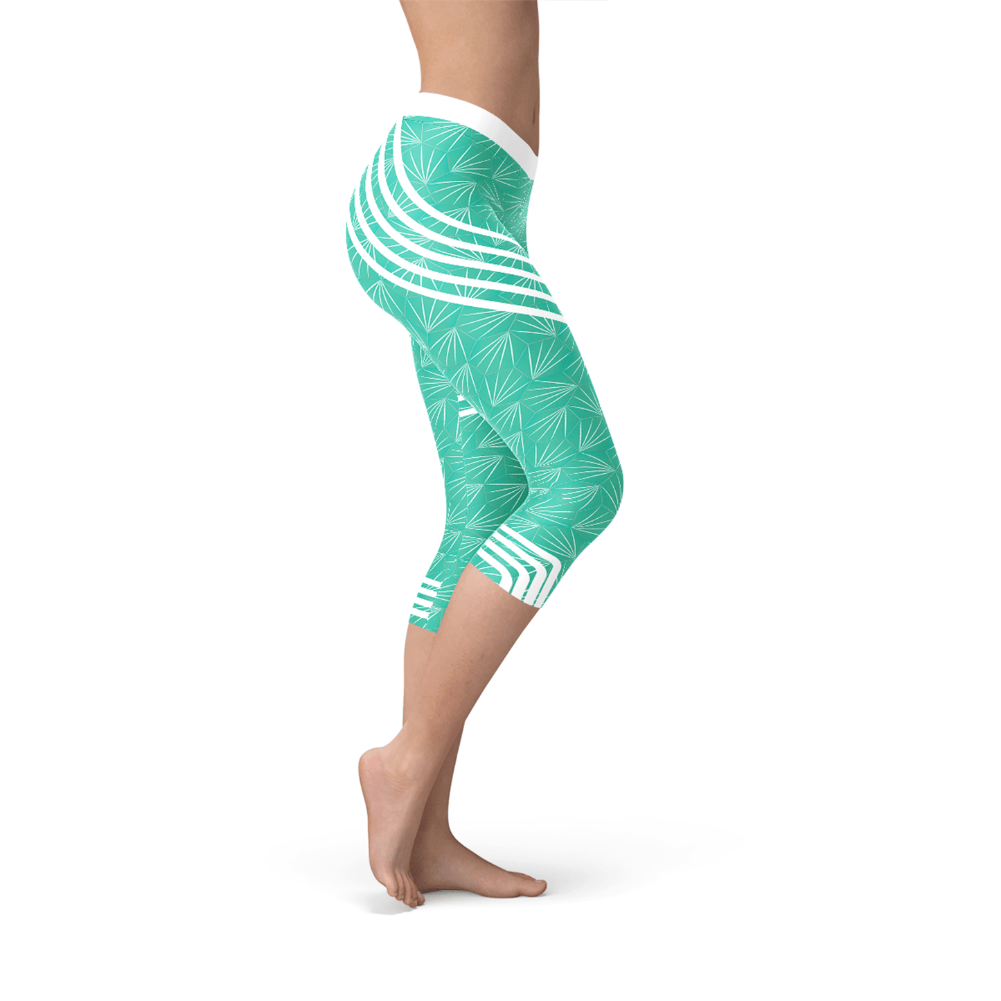 Turquoise Sports Capri Leggings - Allure SocietyActivewear Pants