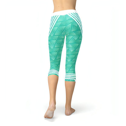 Turquoise Sports Capri Leggings - Allure SocietyActivewear Pants