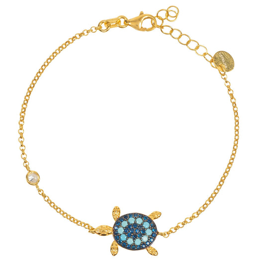 Turtle Turquoise Blue Bracelet Gold - Allure SocietyBracelets